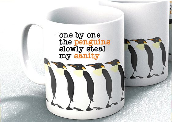 one by one penguins steal my sanity mug