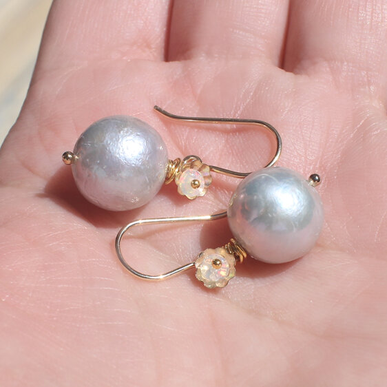 opal gold flowers silver pearl earrings wedding bride nz jewellery lilygriffin