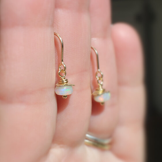 opal gold rosehip earrings 9k october birthstone tiny lilygriffin nz jewellery