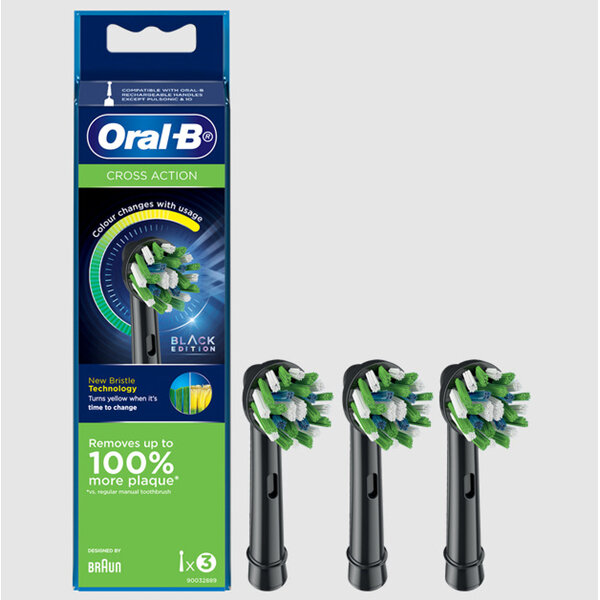 Oral B Vitality Cross Action Replacement Head Black 3 Pack