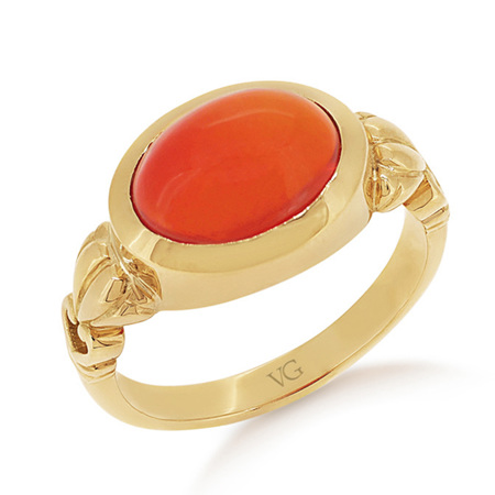 Orange Cabochon Fire Opal Ring