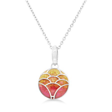 Orange Enamel Lotus Flower Necklace