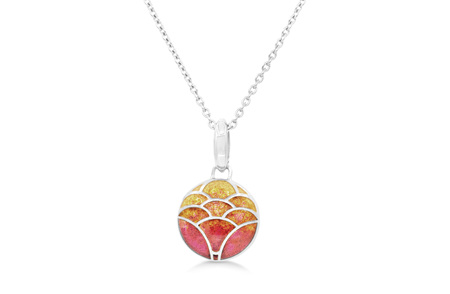 Orange Enamel Lotus Flower Necklace