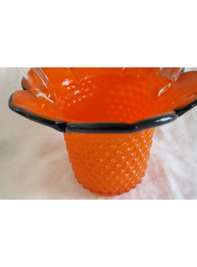 Orange hobnail basket