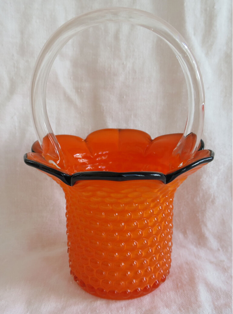 Orange hobnail basket