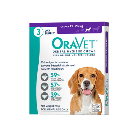 OraVet Dental Hygiene Chew for Medium Dogs, 11-23 kg 3 pack