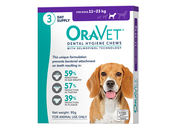 OraVet Dental Hygiene Chew for Medium Dogs, 11-23 kg 3 pack