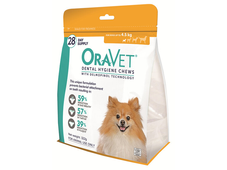 OraVet Dental Hygiene Chew for Very Small Dogs, Up to 4.5 kg 28 pack