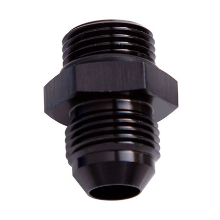 ORB to AN Straight Male Flare Adapter -8 ORB to -6AN, Black Finish