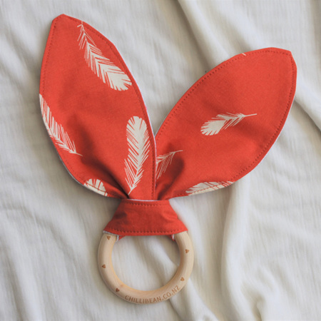 Organic Teether, 'Feathers, Coral'