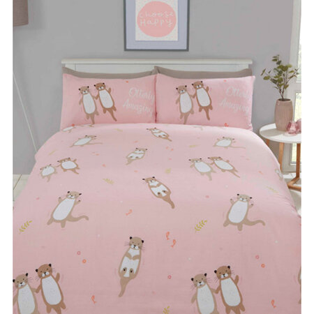 Otterly Amazing Otters Duvet Cover Set - Pink