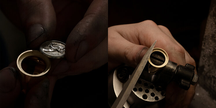 Our master jeweller Ben crafting Cade's bespoke wedding ring