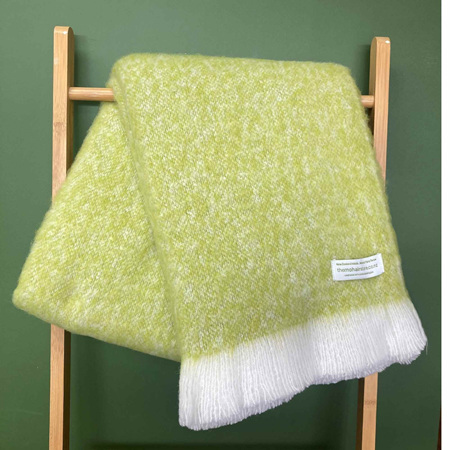 OUTLET - Alpaca Throw Blanket - Lime + Cream Marle