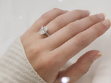 Oval Cut Claw Set Diamond Shoulder Ring