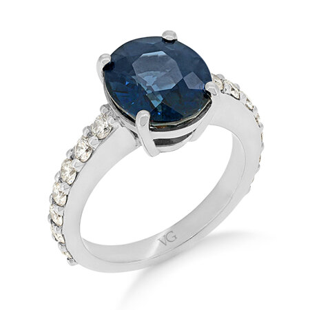 Oval Cut Sapphire and Diamond Ring