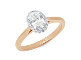 Oval diamond halo engagement ring in 18ct rose gold