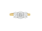 Oval diamond three stone engagement ring, 18ct gold, oval diamond ring,
