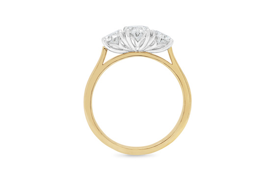 Oval diamond three stone engagement ring, 18ct gold, oval diamond ring,