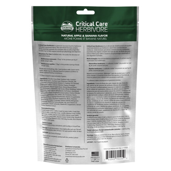 Oxbow Critical Care Herbivore Apple/Banana 454g