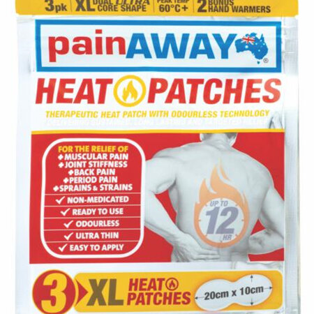 Pain Away Heat Patches Extra Large 20cm x 10cm, 3 Pack