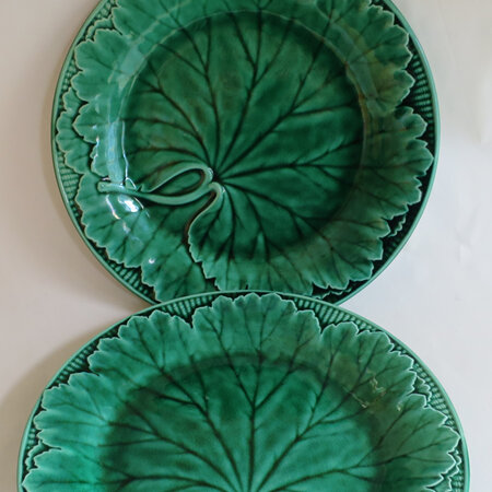 Pair of Green Majolica plates