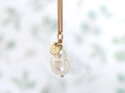 Paloma pear baroque pearl solid 9k gold pendant lilygriffin nz jewellery