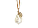 Paloma pear baroque pearl solid 9k gold pendant necklace lily griffin nz jewelry