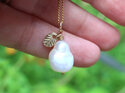 Paloma pear fruit baroque pearl solid 9k gold necklace lily griffin nz jeweller