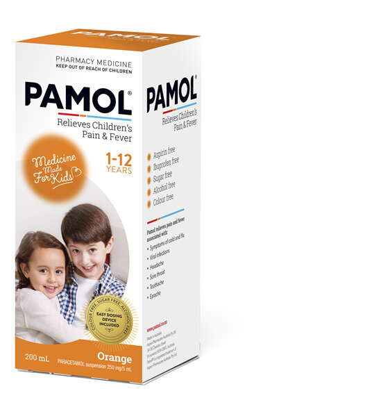 Pamol All Ages Orange Col/Free 200ml