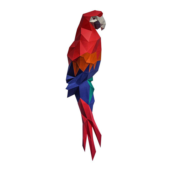 Paper origami macaw wall art