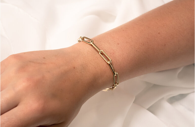 Paperclip chain 14ct yellow gold bracelet