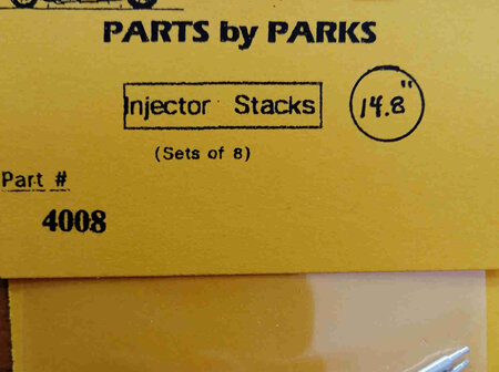 Parts by Parks 1/24-1/25 Injector Stacks 15mm (8) (PBP4008)