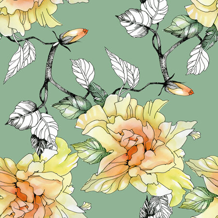 Pastel Florals Mint Tissue Paper