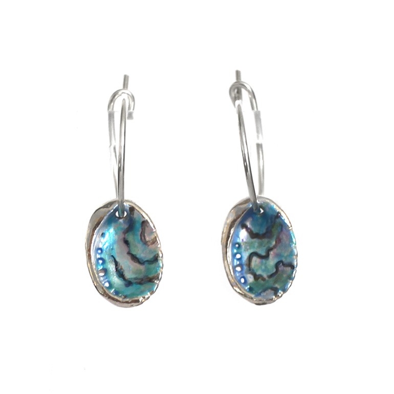 paua shell blue green lily griffin jewellery sea ocean hoop earrings handmade