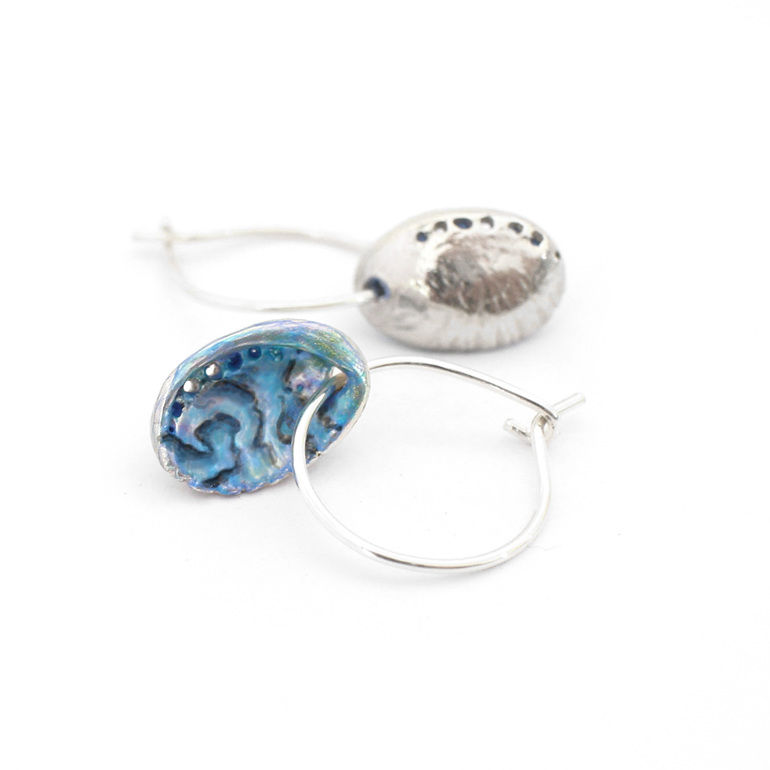 paua shell pearl blue green pink lily griffin sea water ocean hoop earrings