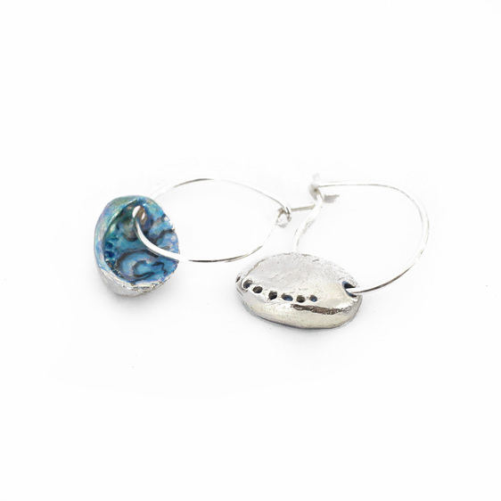 paua shell pearl blue green pink nz jewellery sea water ocean hoop earrings