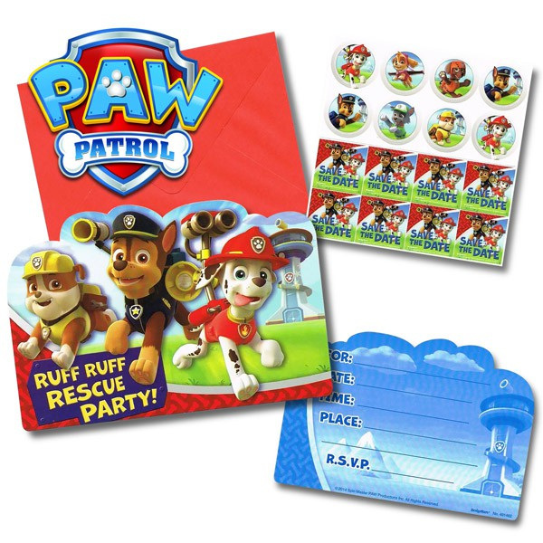 Paw Patrol invites x 8 - Kingfisher Gifts Party & Xmas