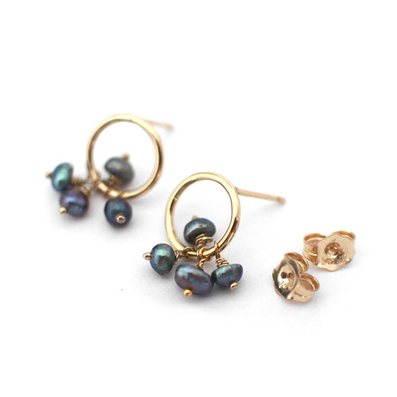 peacock pearls gold ring studs earrings dainty lily griffin nz jewellery