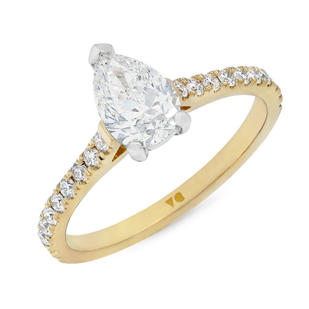 Pear Cut Diamond Solitaire with Diamond Set Band