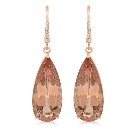Pear Cut Morganite Diamond Earrings