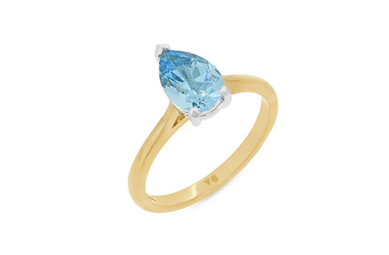 pear shape aquamarine solitaire ring