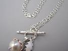 Pearl Acorn Toggle Necklace Sterling Silver