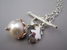 Pearl Acorn Toggle Necklace Sterling Silver