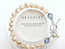 Pearl Bracelet with Blue/Green Crystals & Charms