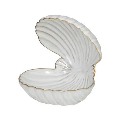 PEARL CERAMIC OYSTER SHELL BOWL 12X12CM