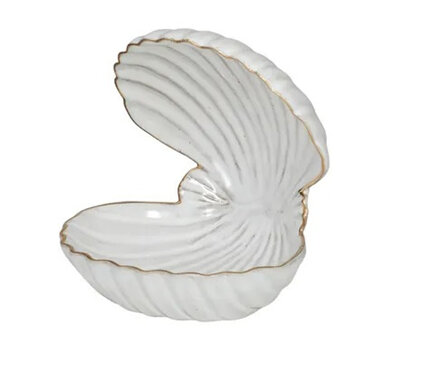 PEARL CERAMIC OYSTER SHELL BOWL 12X12CM