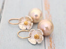 pearl earrings edison peach flower silver gold lily griffin jewelry nz