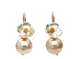 pearl earrings edison peach flower sterling silver gold lilygriffin jewellery nz