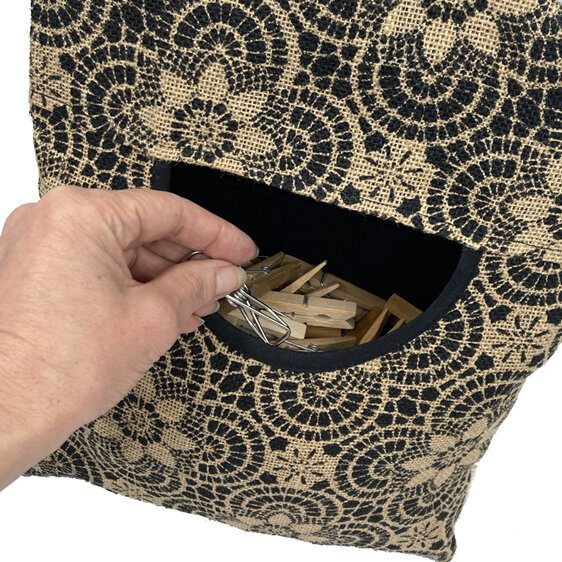 peg pouch geometric floral hand in pocket