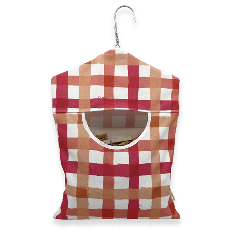 peg pouch | gingham coral